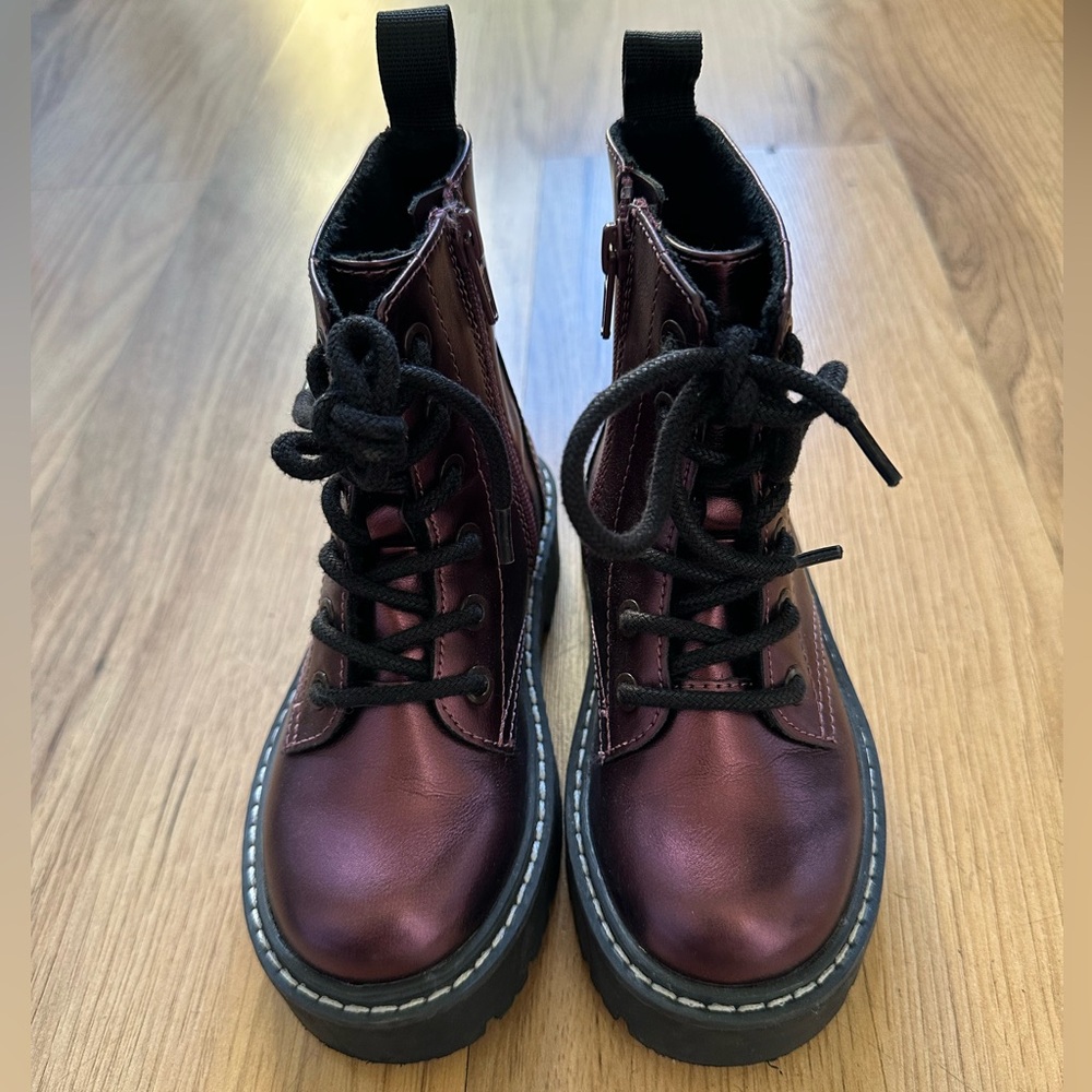 H&M Kids Boots - Metallic Burgundy with Black Laces (sz 11)